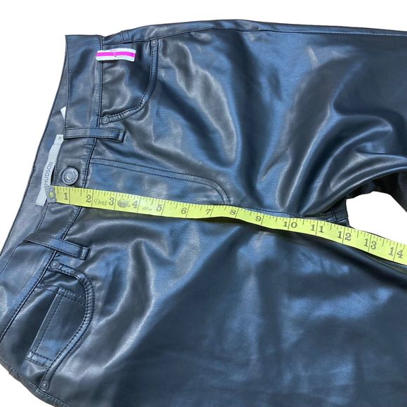 Hudson Women’s 28 Remi Pants Black High Rise Straight Leg Faux Leather NWOT Flaw - Picture 6 of 9